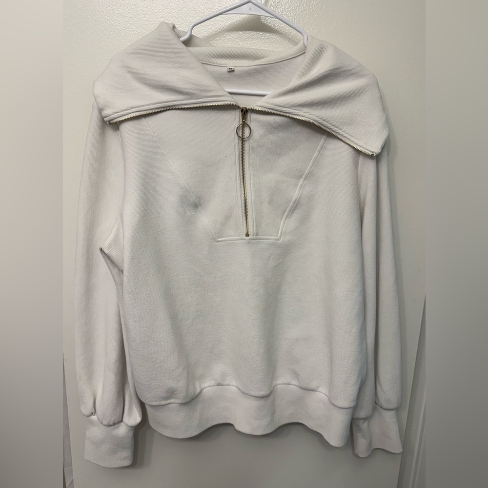Wide Collar Quarter Zip Sweater | Cozy Casual Pullover | Preppy Knit Top